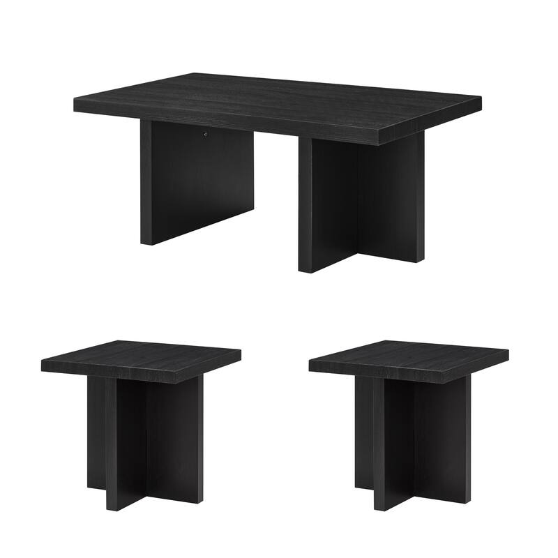 Roundhill Furniture Mchome 3-Piece Coffee Table Set, Coffee Table and Two End Tables