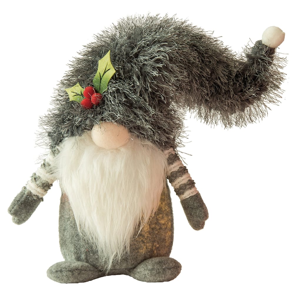 Transpac Polyester 14 in. Multicolored Christmas Light Up Fuzzy Hat Gnome Decor