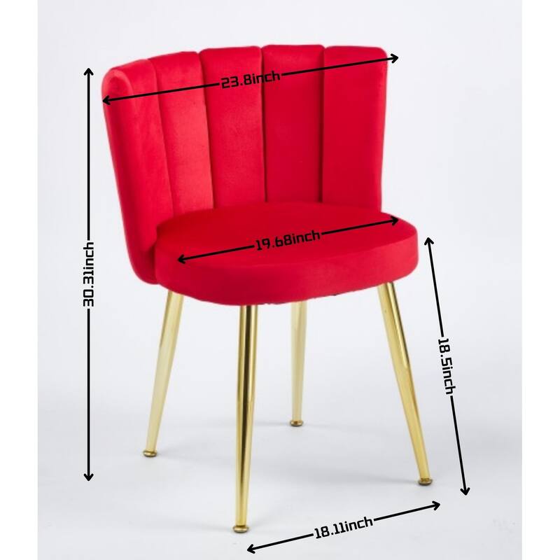 Modern Velvet Dining Chair Set of 2, with Iron Tube Golden Legs and Comfortable Backrest