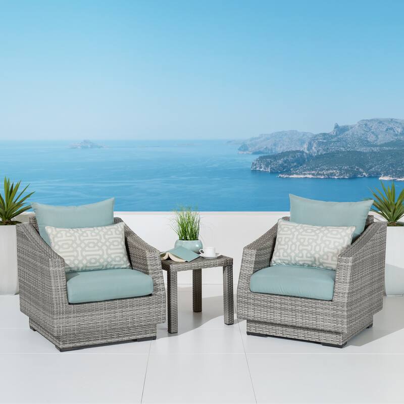 Cannes 3 Piece Aluminum Outdoor Patio Club Chairs & Side Table