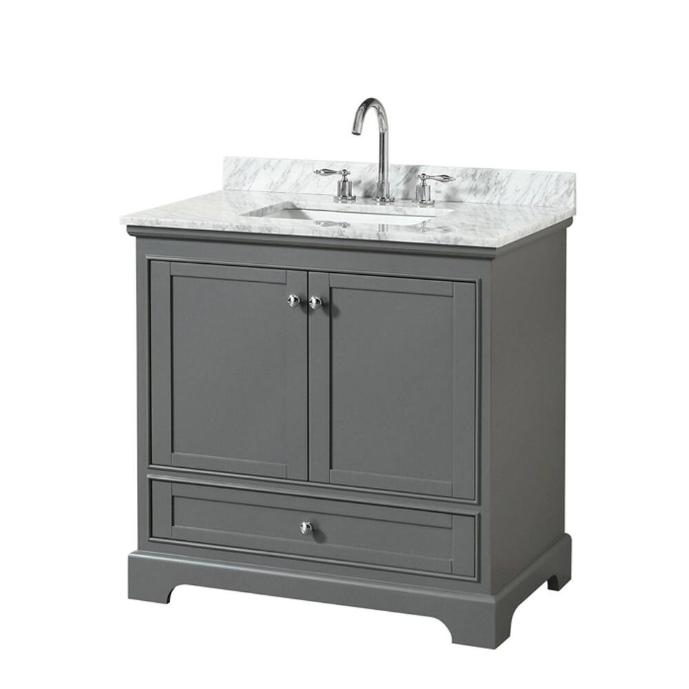 Wyndham Collection Deborah 36" Free Standing Single Vanity Set with