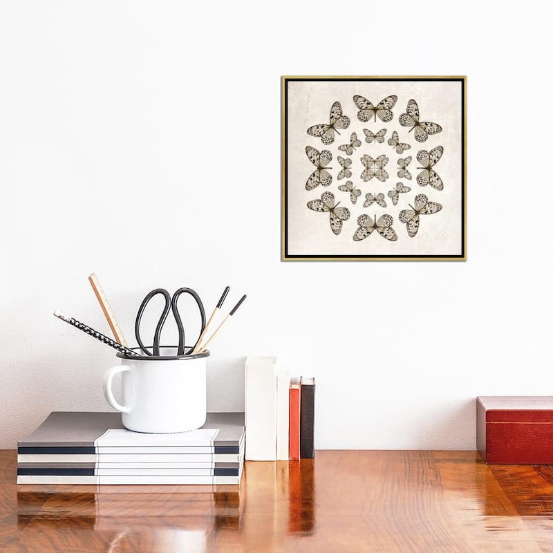 iCanvas "Rice Paper Butterfly Circles" by Alyson Fennell Framed Canvas Print