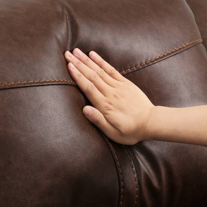Faux Leather Recliner Sofa, Classic And Traditional Manual Recliner Chair With Comfortable Arms And Single Sofa For Living Room