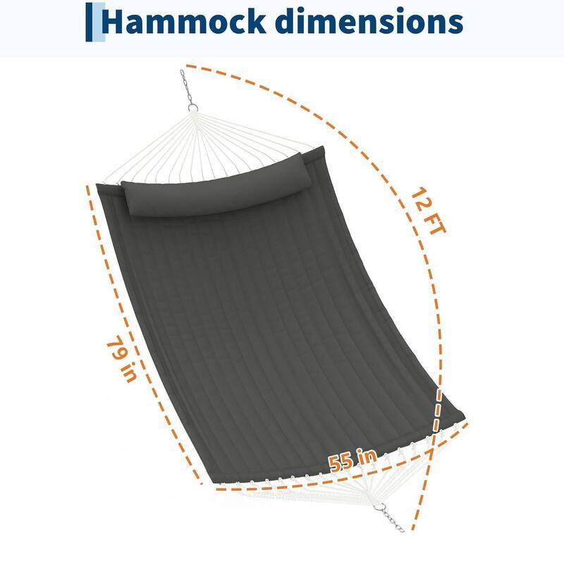 Durable Double Outdoor Hammock, Hanging Bed for Garden, Patio, Lawn