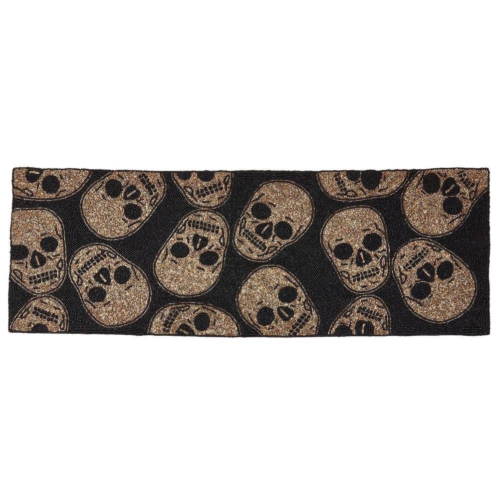 Elegant Beaded Skulls Table Runner - 13"x35"