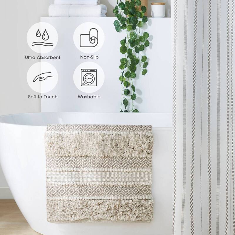 INK+IVY Asher Woven Texture Stripe Bath Rug