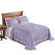 Victoria Plush Chenille Bedspread With Fringe - Lavender Queen Size, 100% Cotton, Ring Design