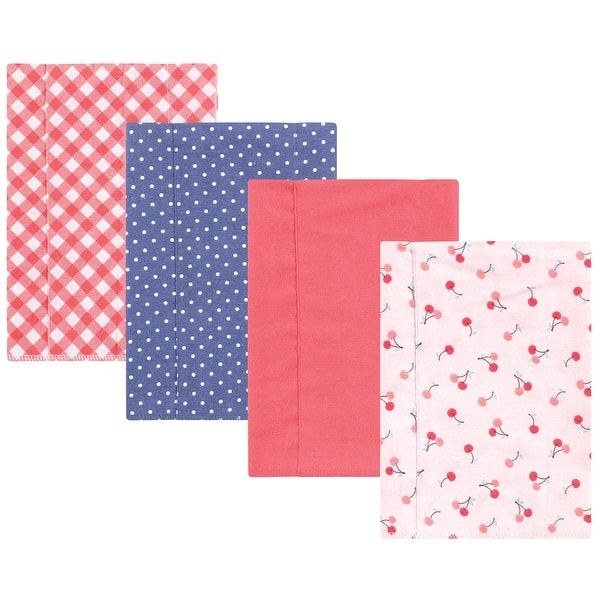 slide 1 of 1, Hudson Baby Infant Girl Cotton Flannel Burp Cloths, Cherry Sweet, One Size - Cherry Sweet 4 Pack - One Size One Size - Cherry Sweet 4 Pack