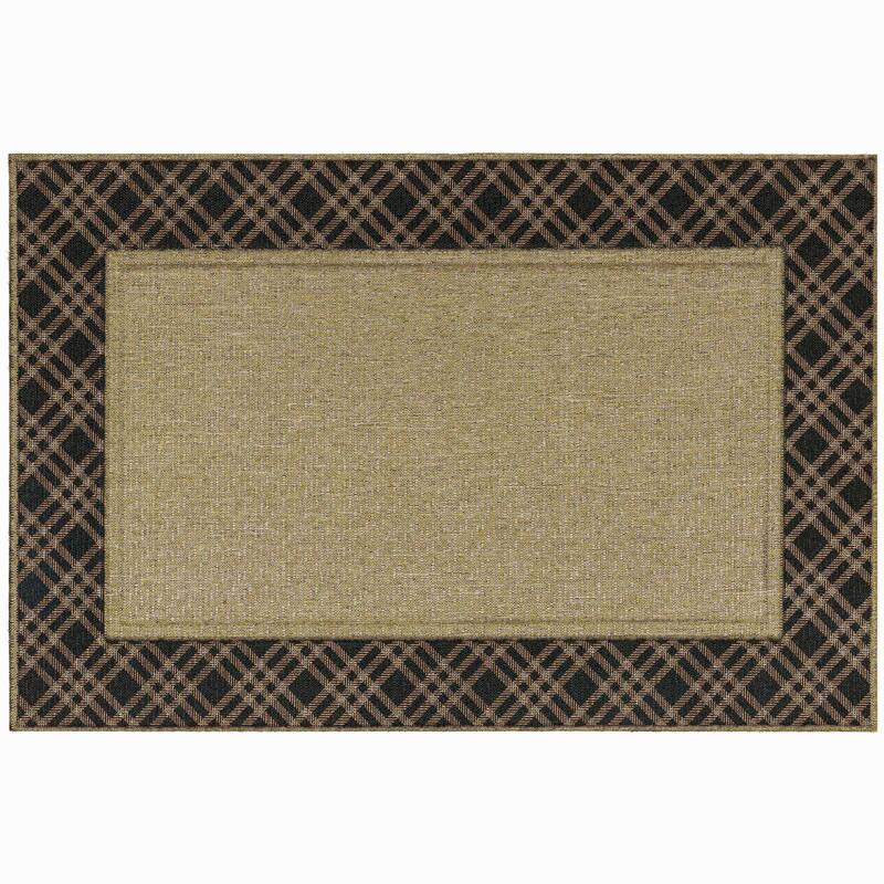 Mohawk Home Plaid Border Black/Stone 2' X 3' Door Mat - Tan