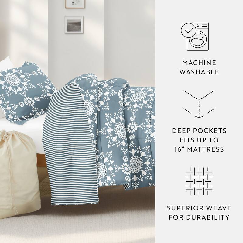 8pc Twin XL Pattern Dorm Bedding Bundle