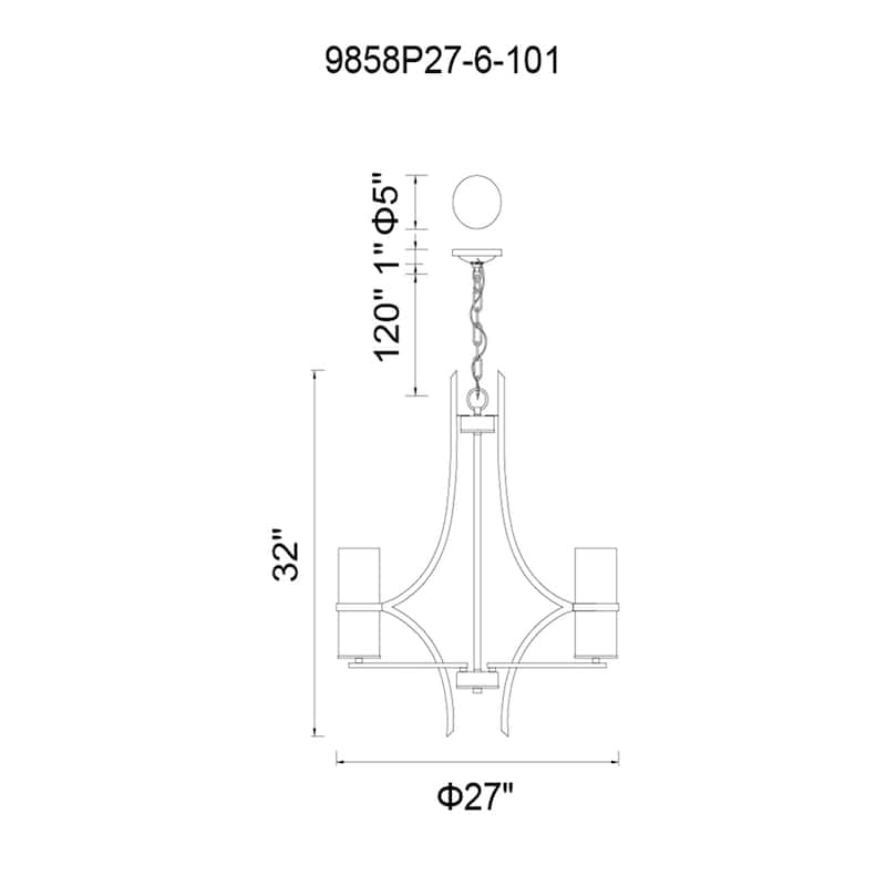 Vanna 6 Light Up Chandelier With Black Finish