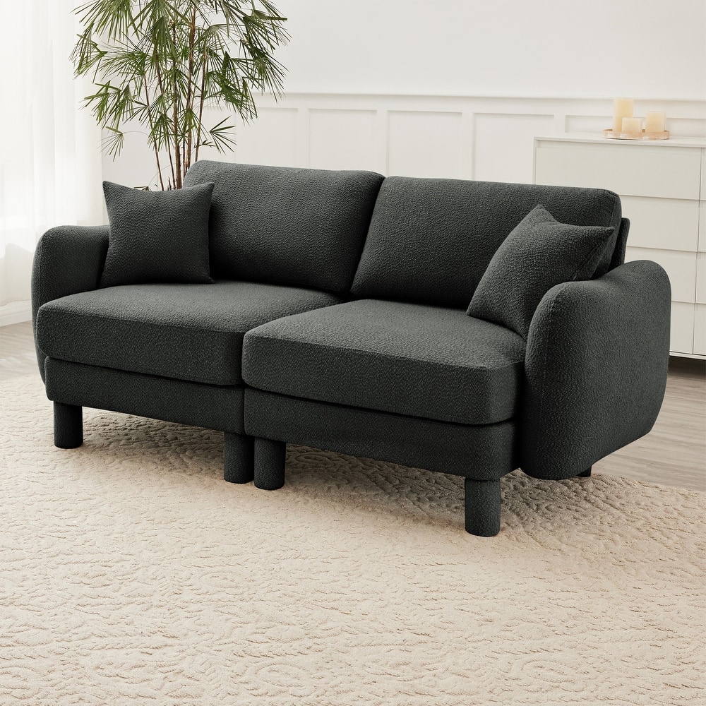 2-Seater Loveseat Sofa Couch with Shell-shaped Armrests, Chaise Lounge Sofa with Cylindrical Legs Wrapped