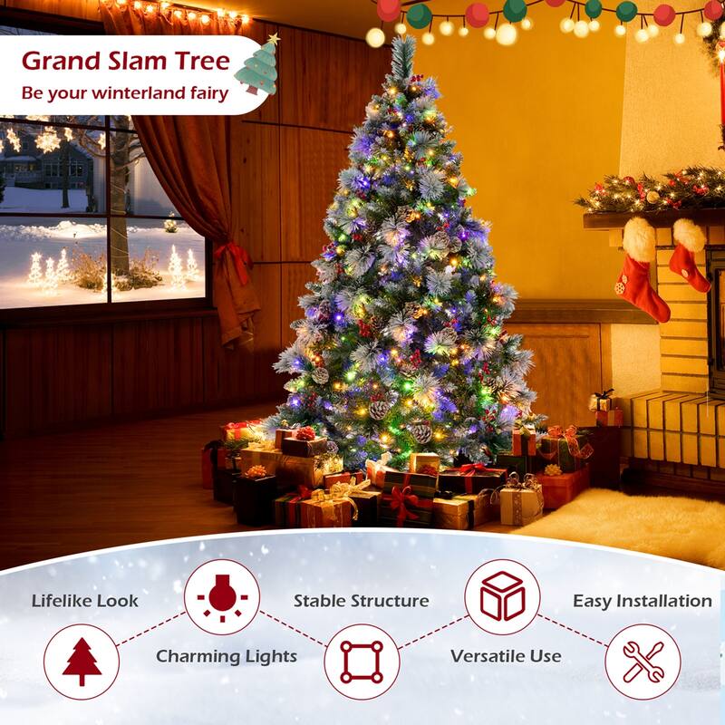 Costway 6 FT Pre-Lit Artificial Christmas Tree Hinged with Pine - See Details