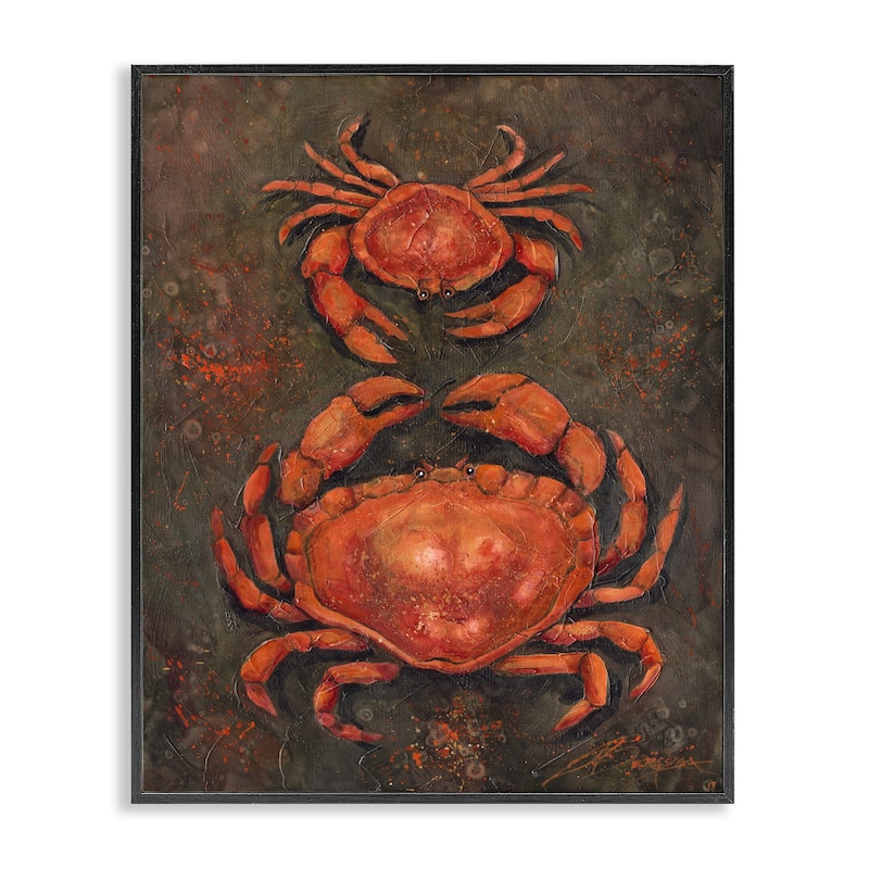 Stupell Small & Large Crab Pair Framed Giclee Art Design By Jody Bergsma - 16 x 20 - Black