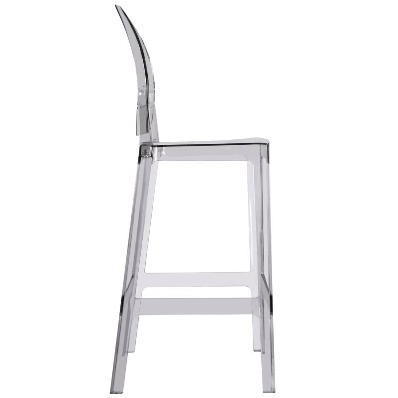 Set of 2 Smoke Modern 30" Seat Bar Stool Counter Height With Back Plastic Chairs For Home Restaurant Office