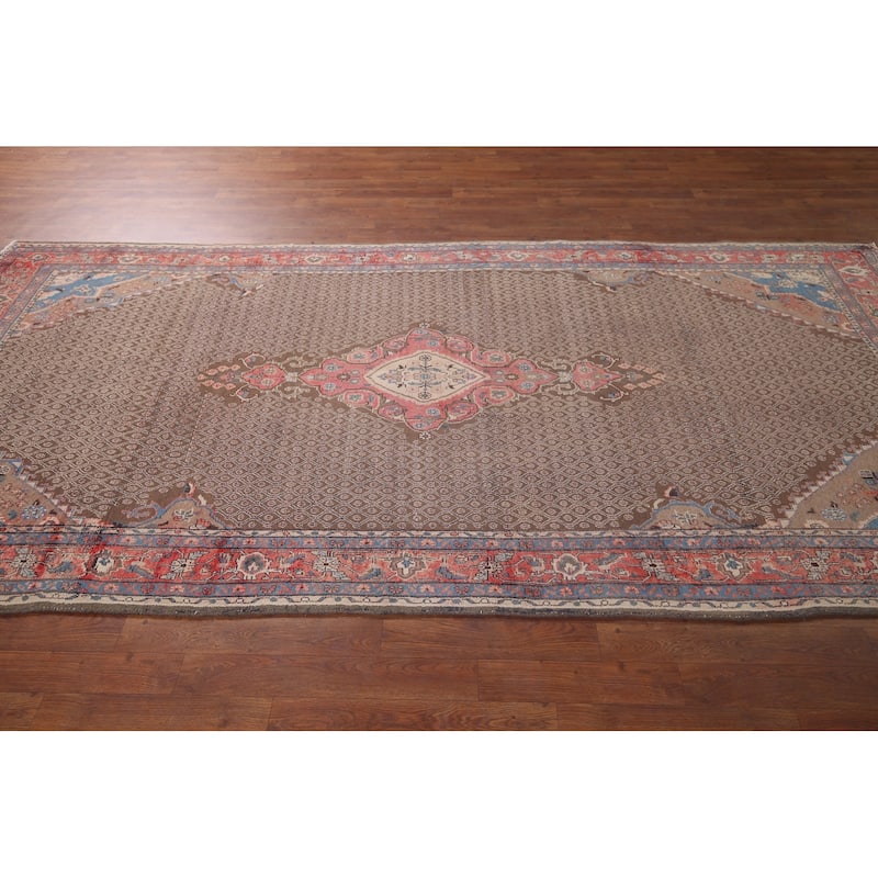 Brown Koliaei Persian Vintage Area Rug Handmade Wool Carpet - 5'0"x 10'6"