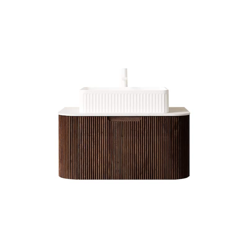 Wall-Mounted Floating Bathroom Vanity with Sink