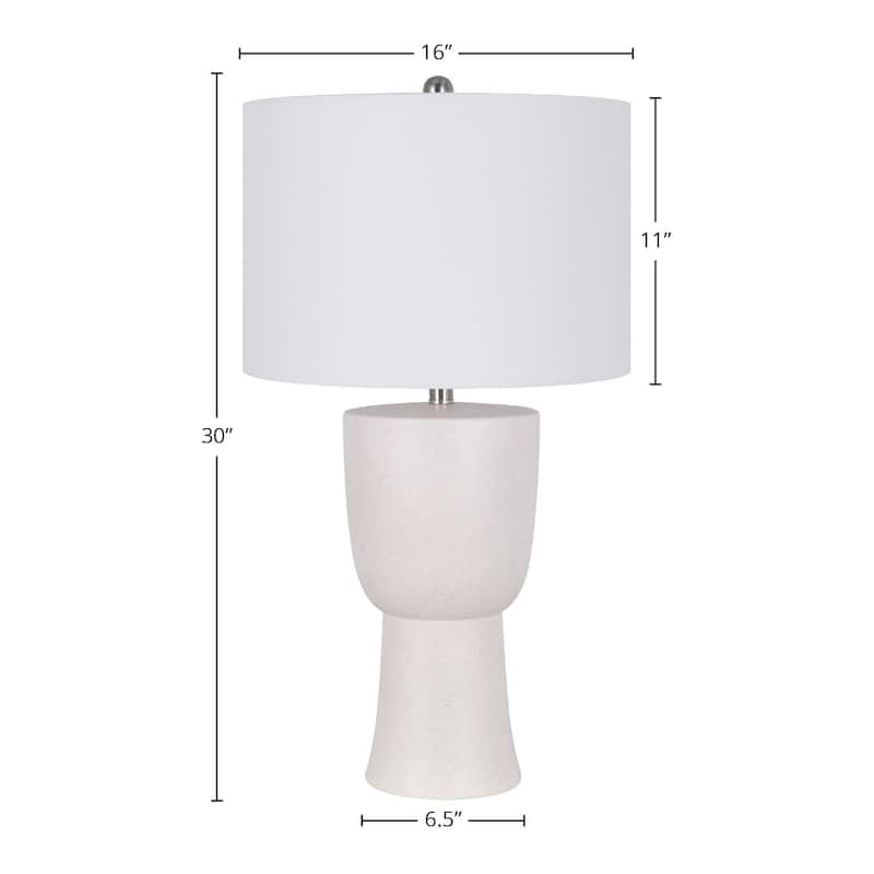 30" Resin Table Lamp with Linen Shade, Speckled Cream (Set of 2)