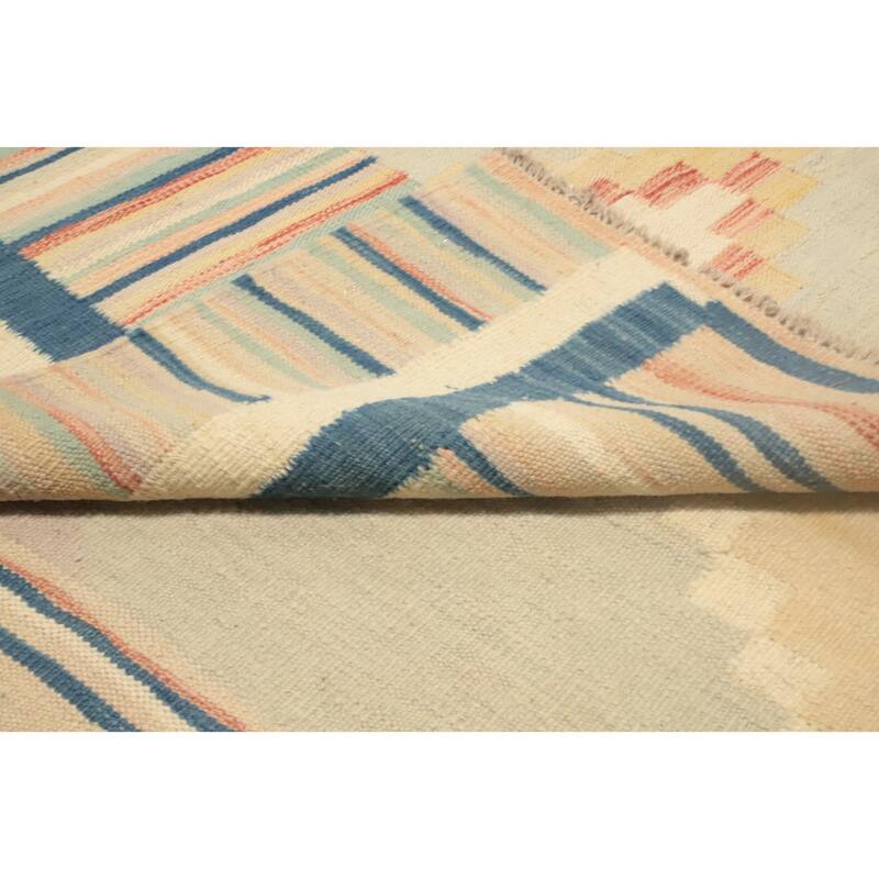 Hand Woven Oriental 100% Wool Carpet Southwestern Tribal Multi-Colored Kilim Area Rug - 9' 8'' X 8' 0''