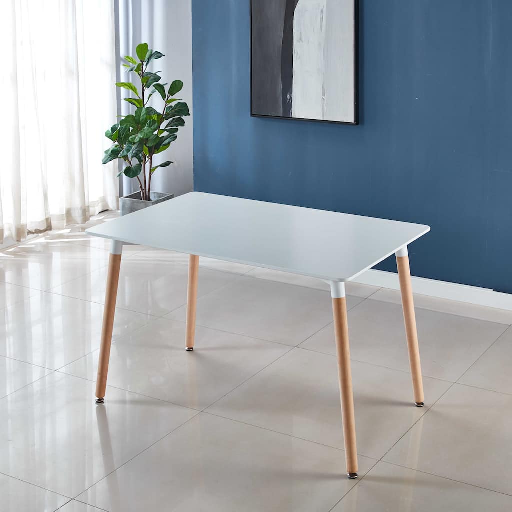 Modern Table with Metal Legs, Simple Design, Easy Assembly, Smooth and Cleanable Surface,for Office or Living Room