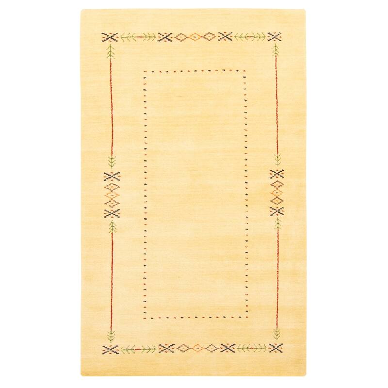 ECARPETGALLERY Hand Loomed Kashkuli Gabbeh Light Gold Wool Rug - 3'0 x 5'0