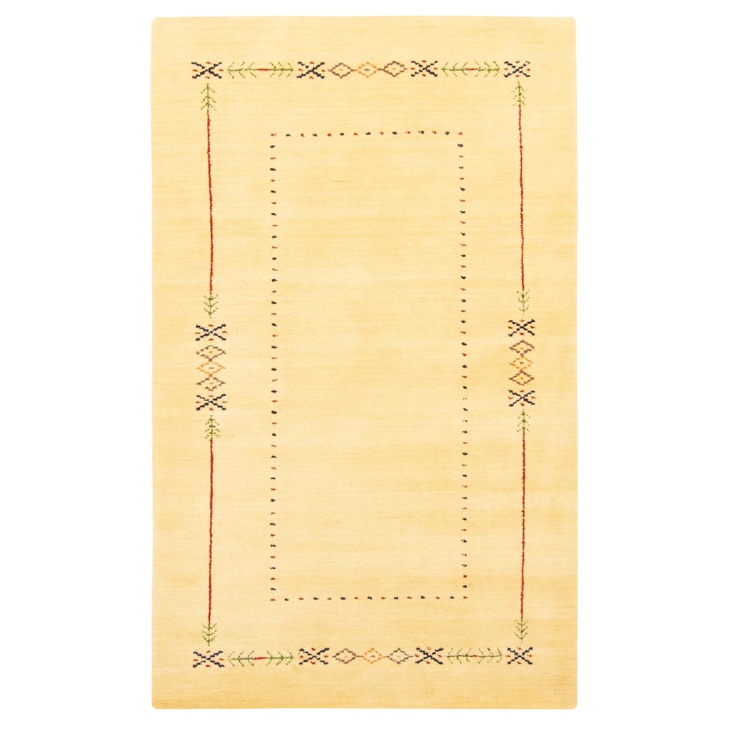 ECARPETGALLERY Hand Loomed Kashkuli Gabbeh Light Gold Wool Rug - 3'0 x 5'0