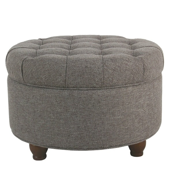 slide 2 of 7, Fabric Upholstered Wooden Ottoman with Tufted Lift Off Lid Storage, Dark Gray