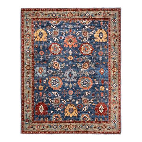 One-of-a-Kind Hand Knotted Serapi Traditional Wool Blue Area Rug 8' 4" x 10' 4" - 8' 4" x 10' 4"