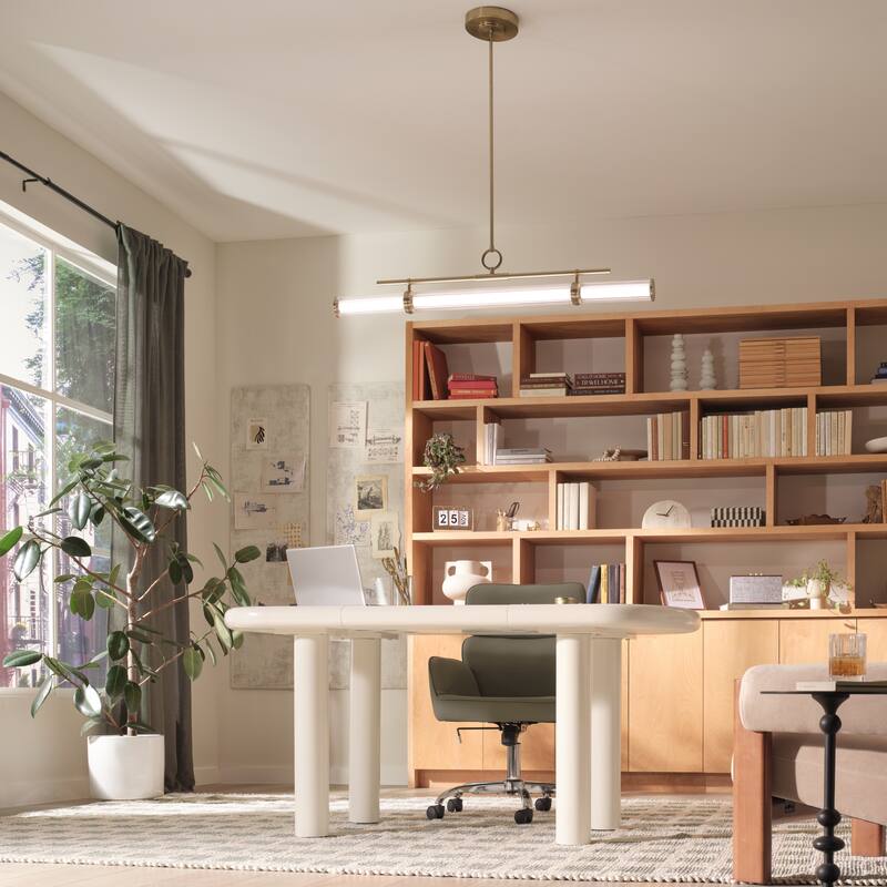 Riven 48.25 Inch LED 1 Light Linear Chandelier with Clear Fluted Glass in Champagne Bronze