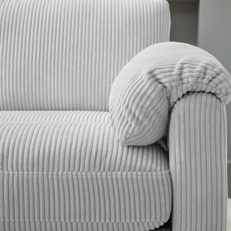 Multi-Seater Corduroy Sectional Sofa, Modular Settee, Included Removable Ottomans