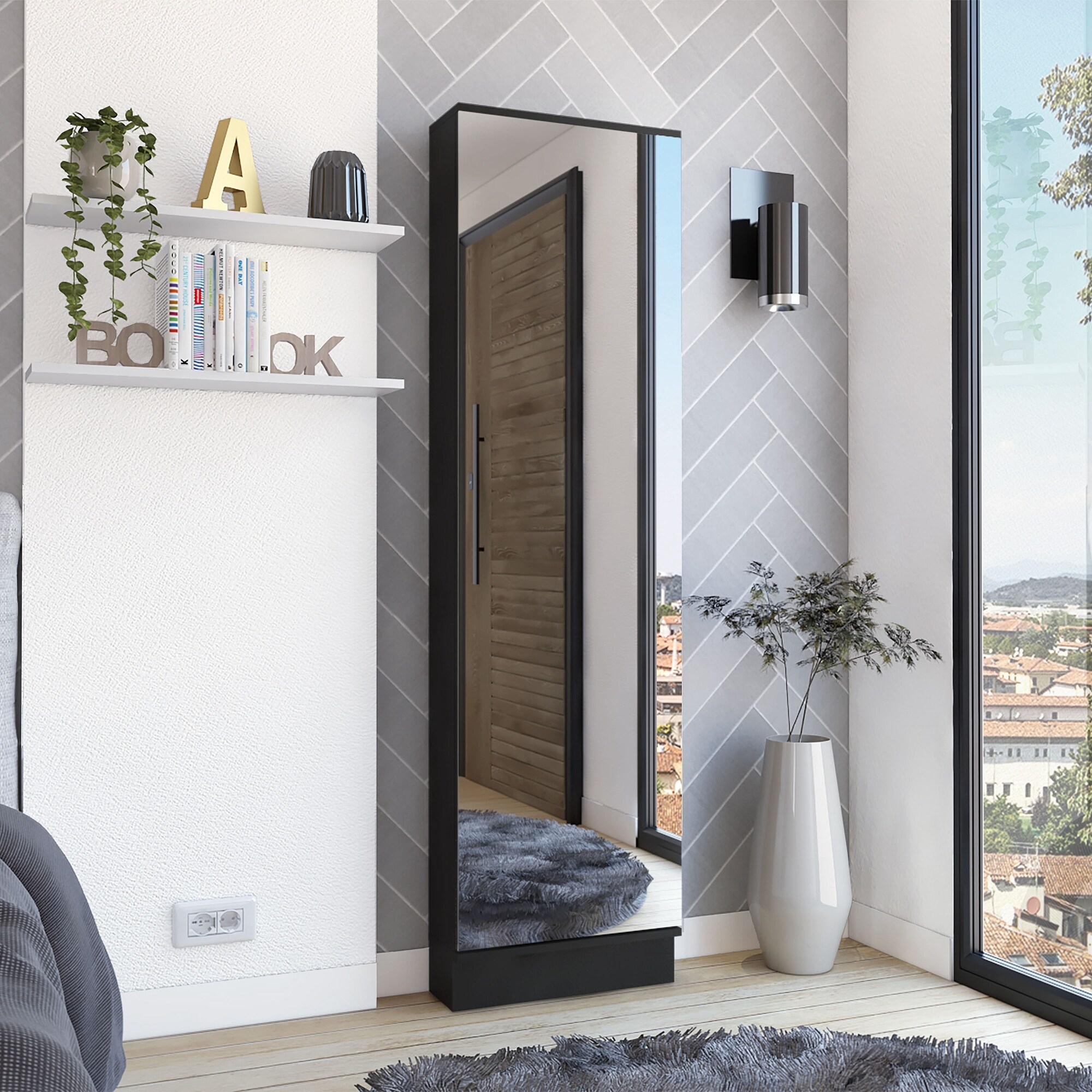Mirrored shoe cabinet black online