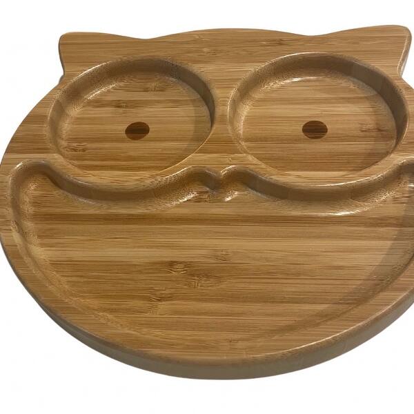 slide 2 of 7, Skogsbarn Bamboo Plate with Silicone Suction Base Owl