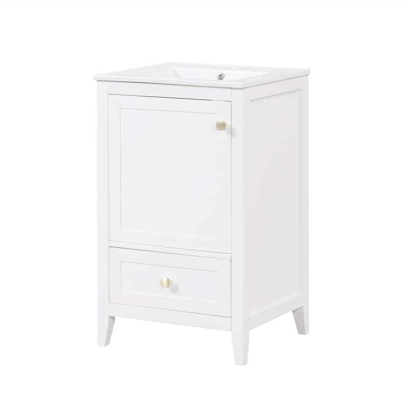 20" Bathroom Vanity with Sink – Soft-Closing Door Cabinet Featuring Storage Rack and Drawer‌ - 20"L x 18.3"W x 34"H