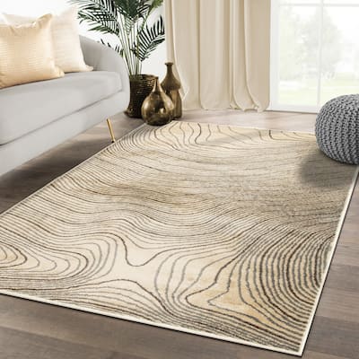 Superior Veer Modern Abstract Wood Grain Indoor Runner or Area Rug