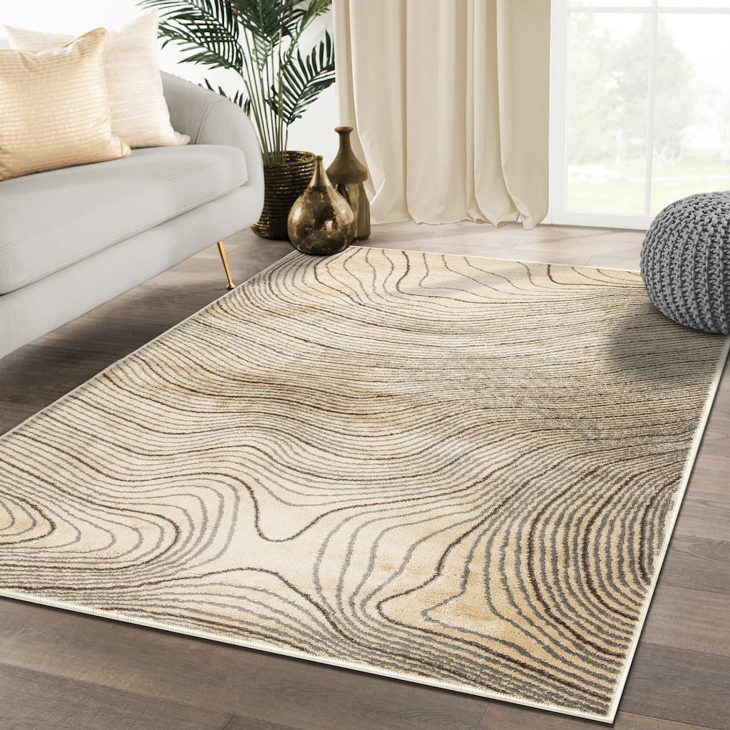 Superior Veer Modern Abstract Wood Grain Indoor Runner or Area Rug