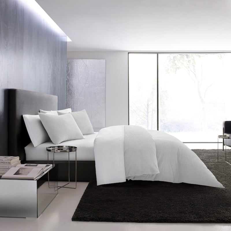 Vera Wang Waffle Pique Cotton Comforter Set - Grey - Queen