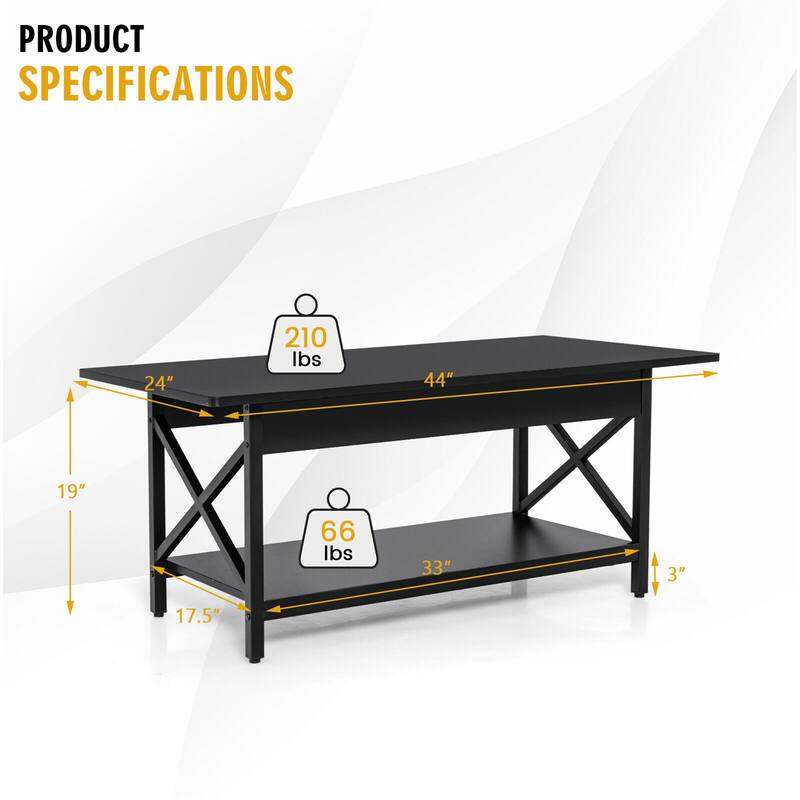 Gymax Coffee Table Industrial 2-Tier w/ Storage Shelf &Storage Shelf