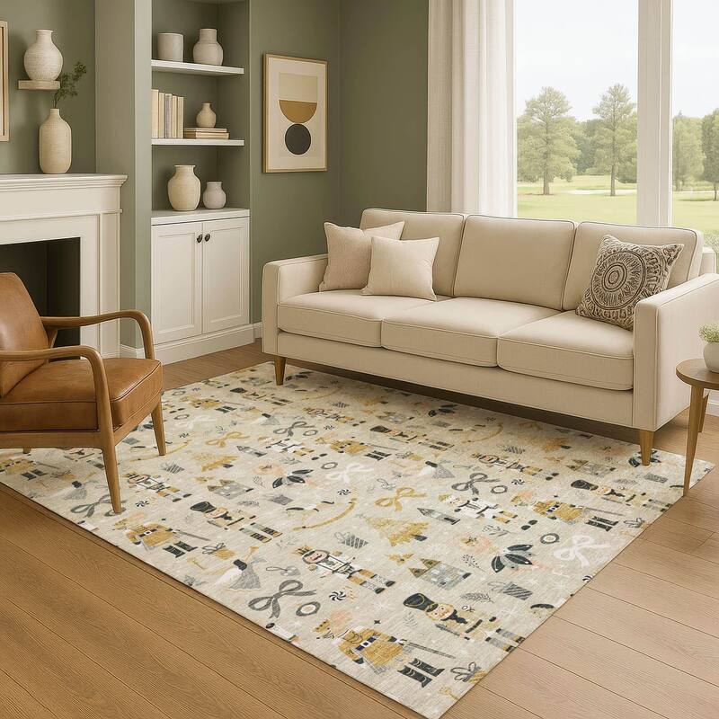 Premium Washable Super Soft Winter Story Mayfield Rug - Beige - 2'6" x 3'10"