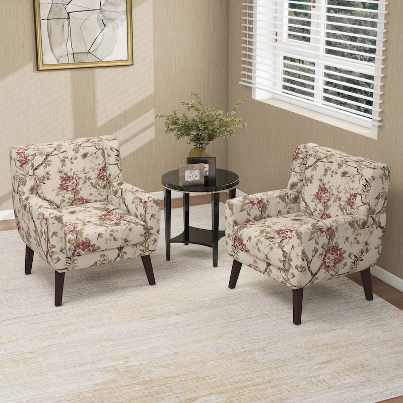 Cotton/ Linen Look Fabric Modern Accent Chair Armchair