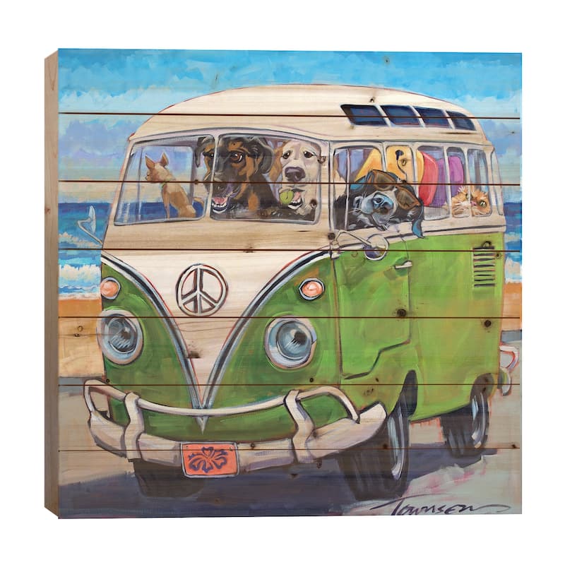 Hang Loose Print On Wood by CR Townsend - Multi-Color - 26x26x1.5
