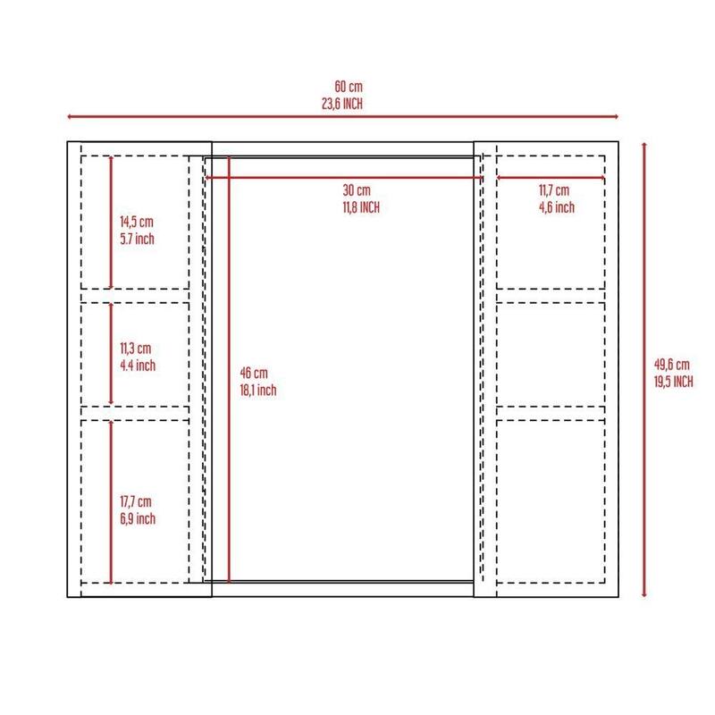 Double Door Medicine Cabinet with Mirror, External Shelf for Storage, 19" H, Space-Saving Design, Wall-Mounted Storage Solution