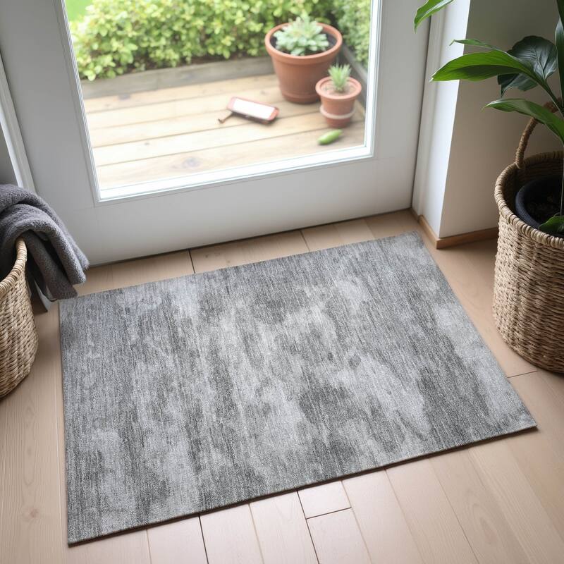 Premium Washable Super Soft Contemporary Mayfield Rug - Silver - 1'8" x 2'6"