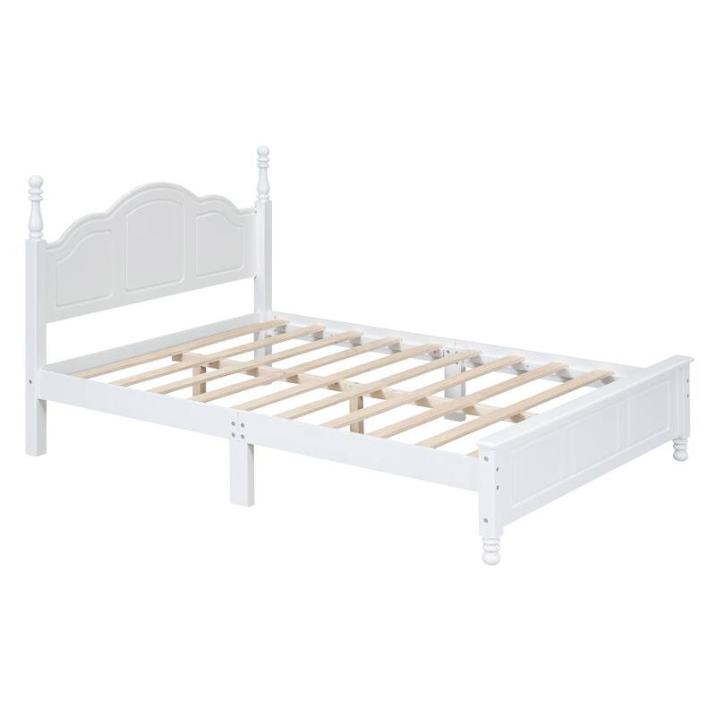 Wood Queen/Full Size Wood Platform Bed with Wooden Slat Support