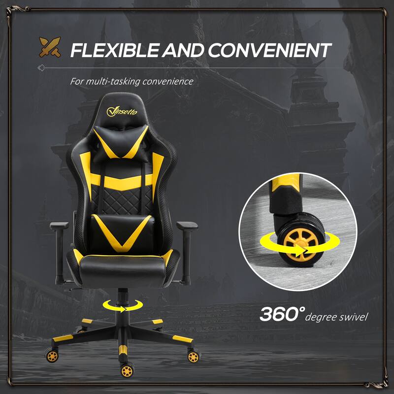 Vinsetto Gaming Chair with RGB LED Light, 3D Arm, Lumbar Support, Swivel Home Office Computer Recliner High Back Racing Gamer
