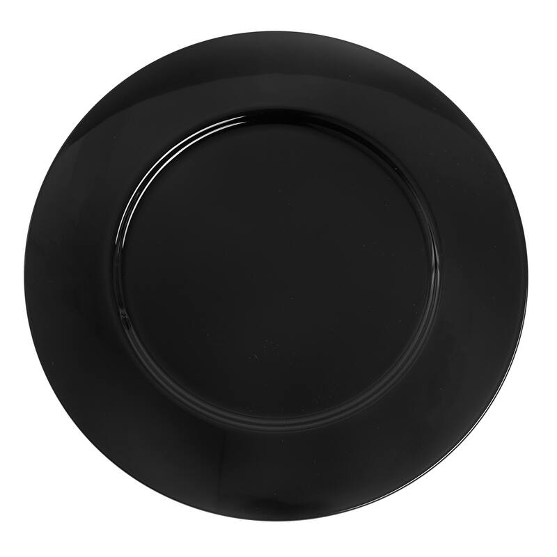 Majestic gifts Inc. Glass Charger-Plates - Black-12.5" Diameter - Set/6 - 12.5"