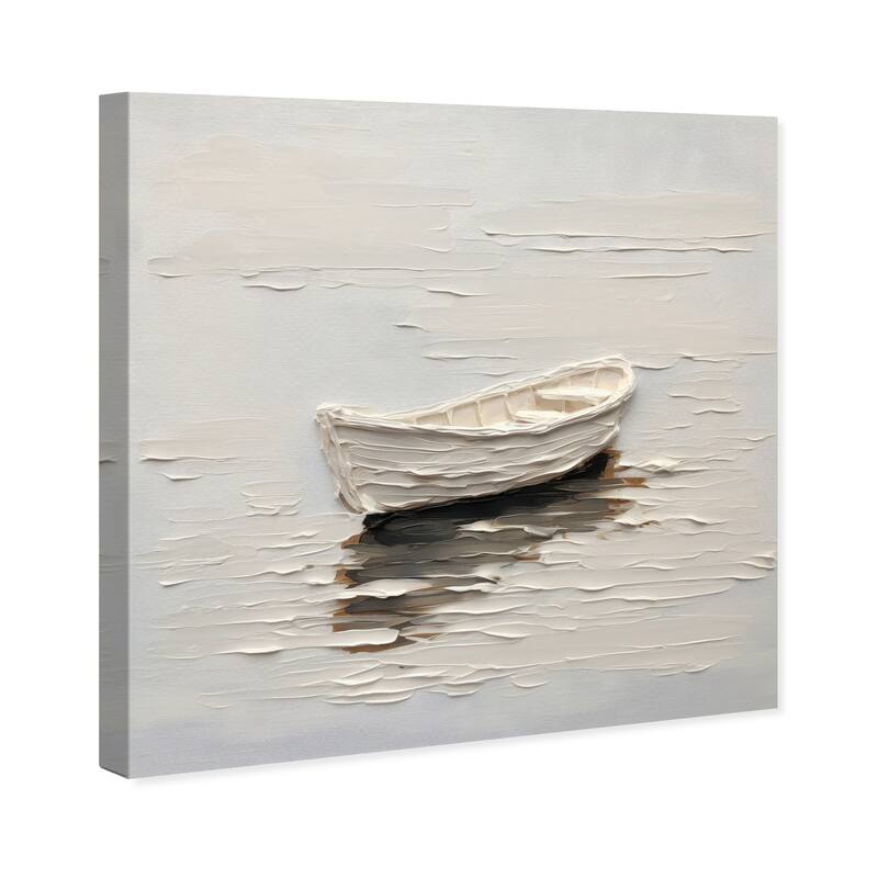 Wynwood Studio Canvas Transportation Rowing Boat White and Antique White Nautical & Coastal Wall Art Canvas Print