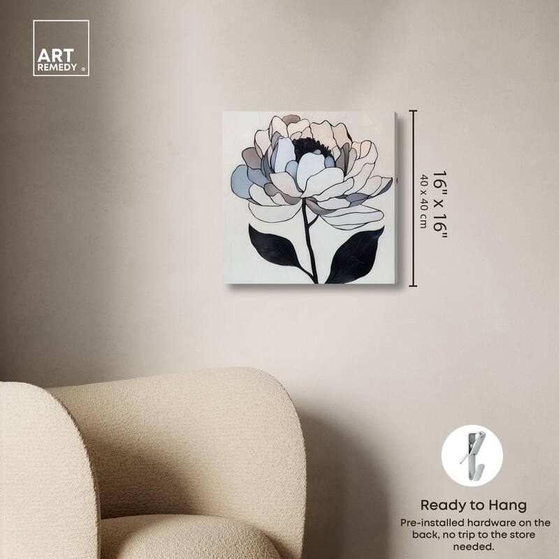 Gray Scale Flower II Canvas by Art Remedy, Gallery Wrapped