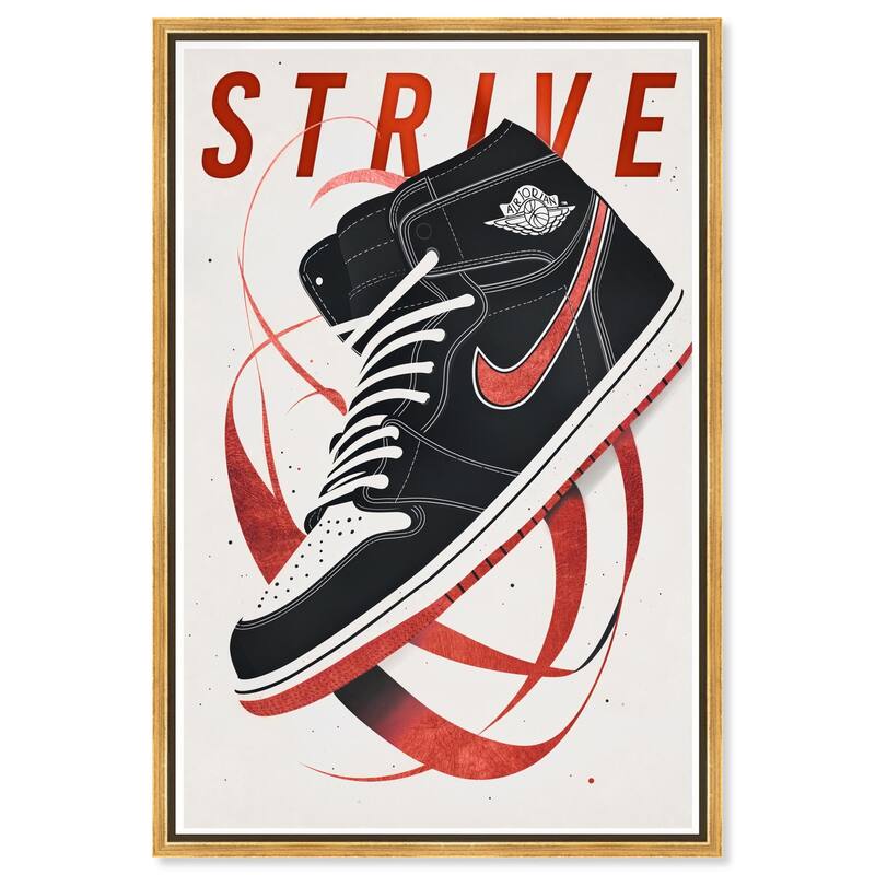 Red Ribbon Sneaker Canvas by Art Remedy - Gold - 16" x 24"