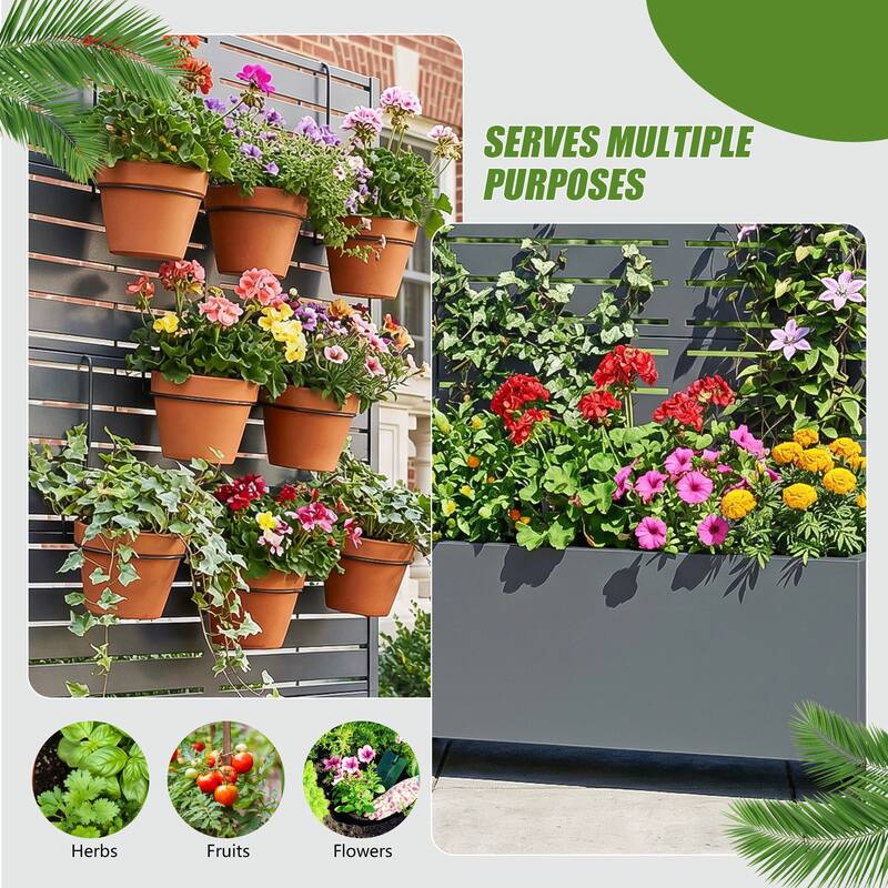 Raised Garden Bed Planter with Trellis Movable Planter Box with Lockable Wheels