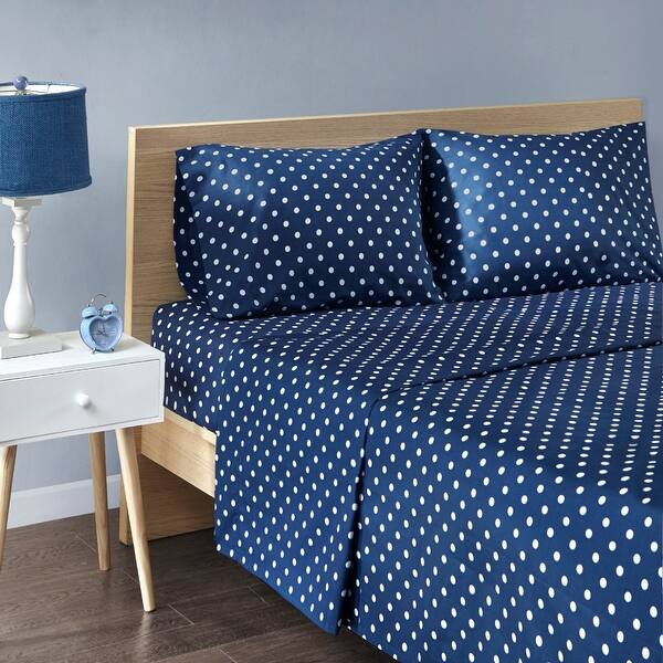 Mi-Zone Polka Dot Printed 100/% Cotton Sheet Set Indigo Twin Mi Zone MZ20-0557